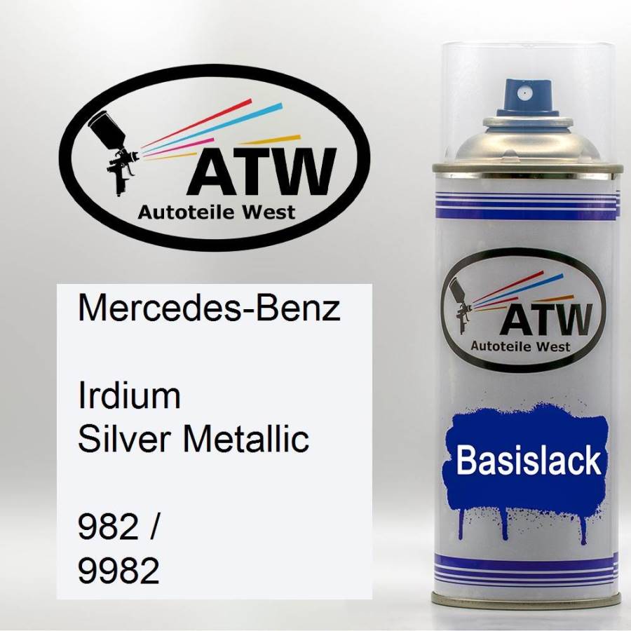 Mercedes-Benz, Irdium Silver Metallic, 982 / 9982: 400ml Sprühdose, von ATW Autoteile West.